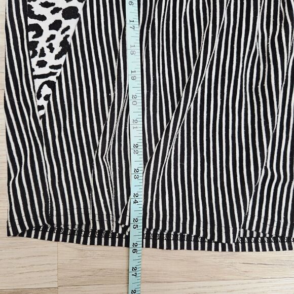 ANDREE BY UNIT Womens White Black Leather Print Stripe Shirt Size Small - Picture 4 of 7